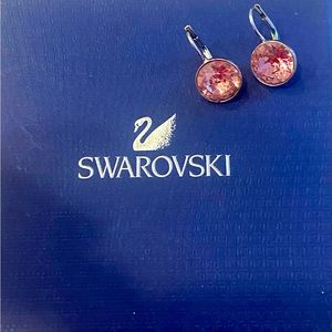 Rhodium plated pink mini-Bella drop earrings. Beautiful!